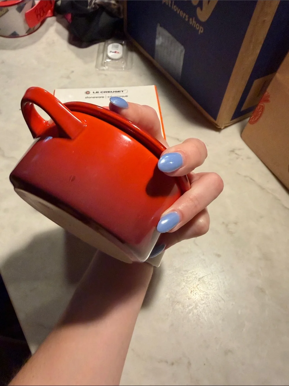 Two Le Creuset Red Mini Round Stoneware Cocotte